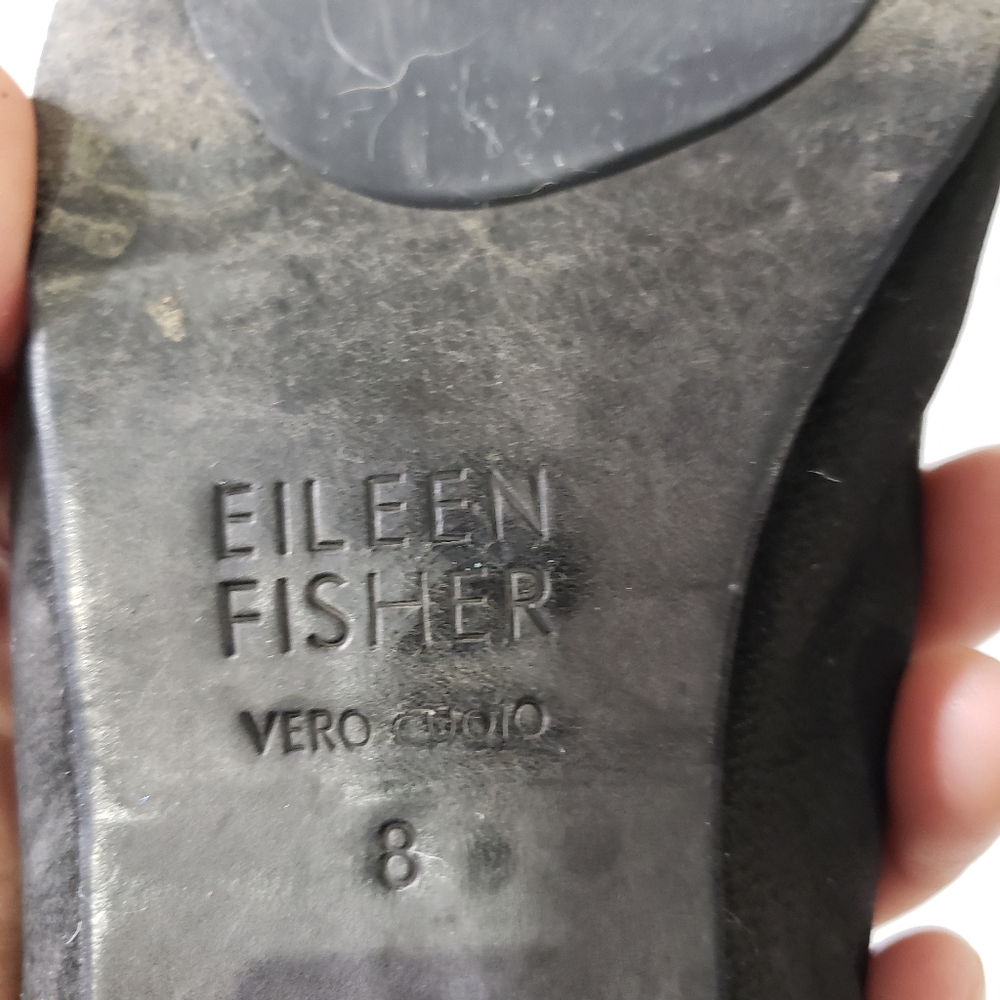 Eileen Fisher Katniss Nubuck Leather Block Heel Mules - Picture 5 of 5